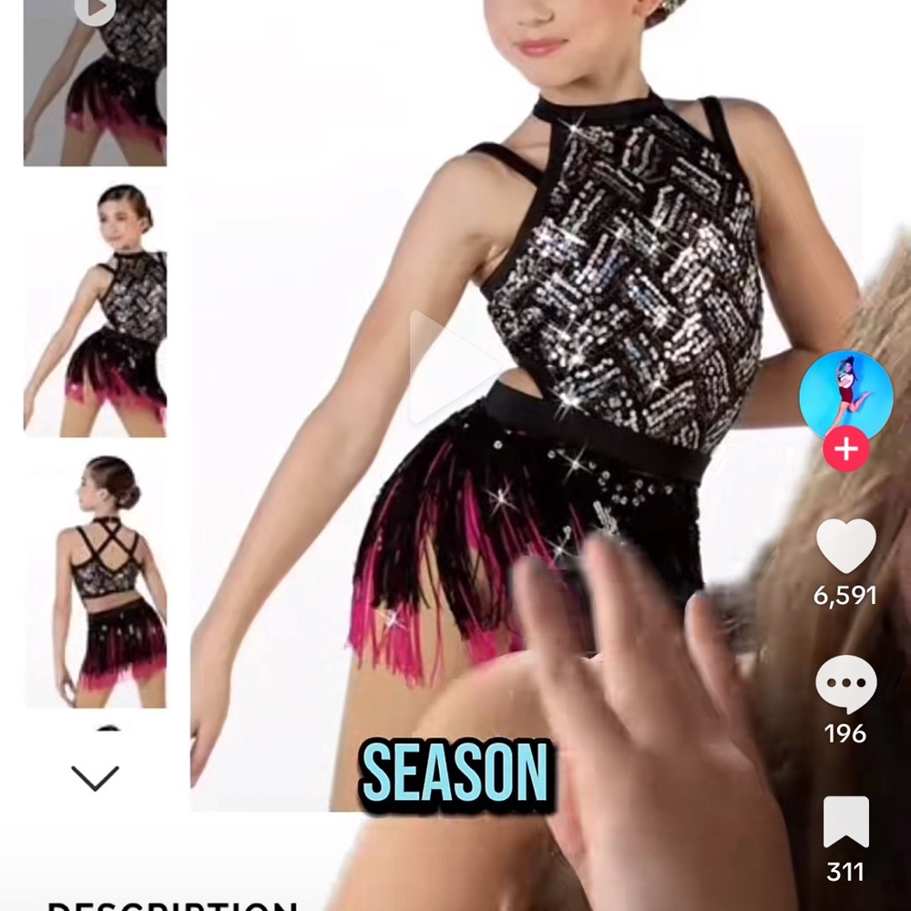 Weissman Black and Pink Dance Costume with Sequin Shine